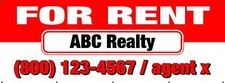 For Rent Banner 24"x64" Free Shipping  Customization, Ready to Hang 