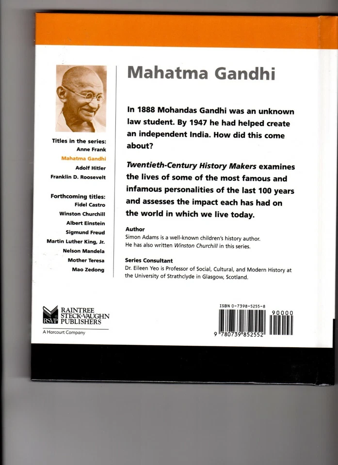 20th Century History Makers: Mahatma Gandhi by Simon Adams (2002, Hardcover) NEW - Image 2 of 2