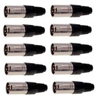 XLR Stecker 3polig 10 Stück 3 Pins / Kontakte Schwarze Kappe Mikrofonstecker