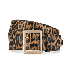 Women Wide Belts Fashion Thick Black Belt with Gold Double Prong Buckle Belt