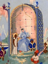 Antique René Pautz Art Deco Temple of Love Landscape Portrait Drawing SV.  ERTÉ