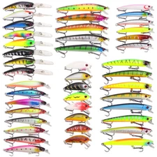 43pcs Minnow Fishing Lures Kit - Hard Bait Plastic Tackle Crank Baits