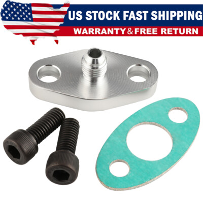 Turbo Oil Feed Line Flange Gasket 4AN 4 AN Fitting Adapter For T3 T4 T04E