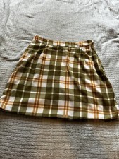 Nasty gal tartan print skirt neutral toned colouring Size 6