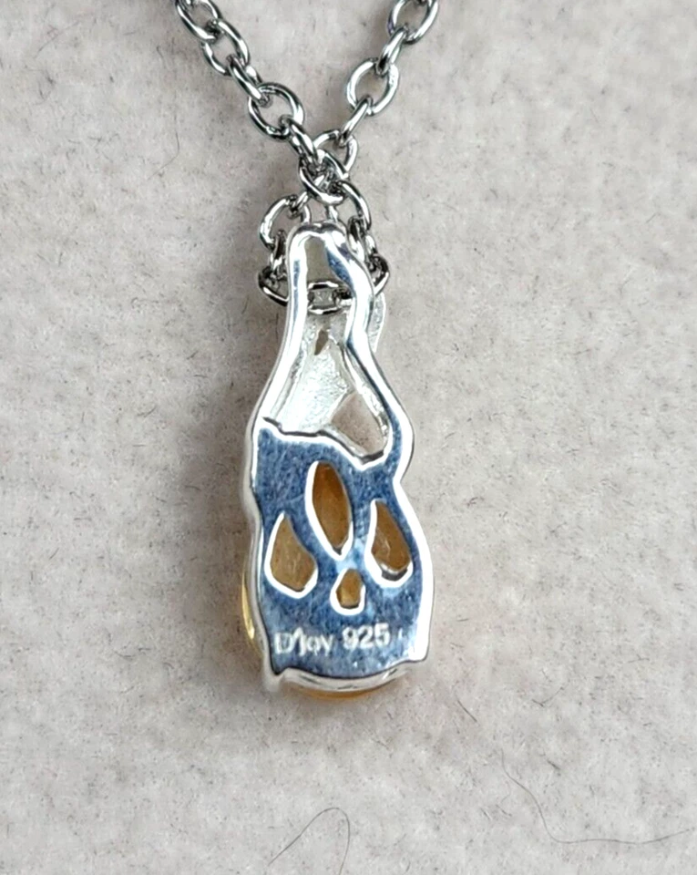 Juego de pendientes/colgantes de citrino brasileño de 18 pulgadas en ley 1,85 ctw Foto 4 de 4