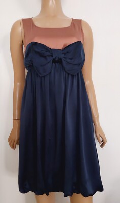 Max Co by MaxMara zweifarbiges Minikleid aus reiner Seide mit Schleife am Bund, 42