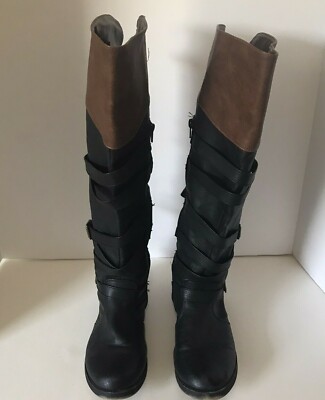Jellypop Womens Knee High Boots Size 10 M Leather Black Tan