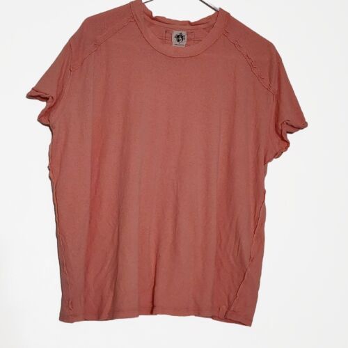 We The Free Free People FP Flax Linen Blend Boyfriend Tee Orang Slouchy Womens S