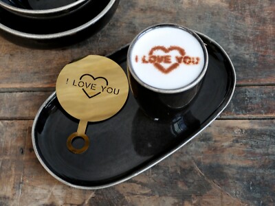 Sehr Edel Kaffee Latte Schablone *I Love you* Herz Chic Antique Messing 61645-13