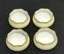4 Porcelain Open Salt Cellars W/Scalloped Gold Rims Germany Signed M. McCauley