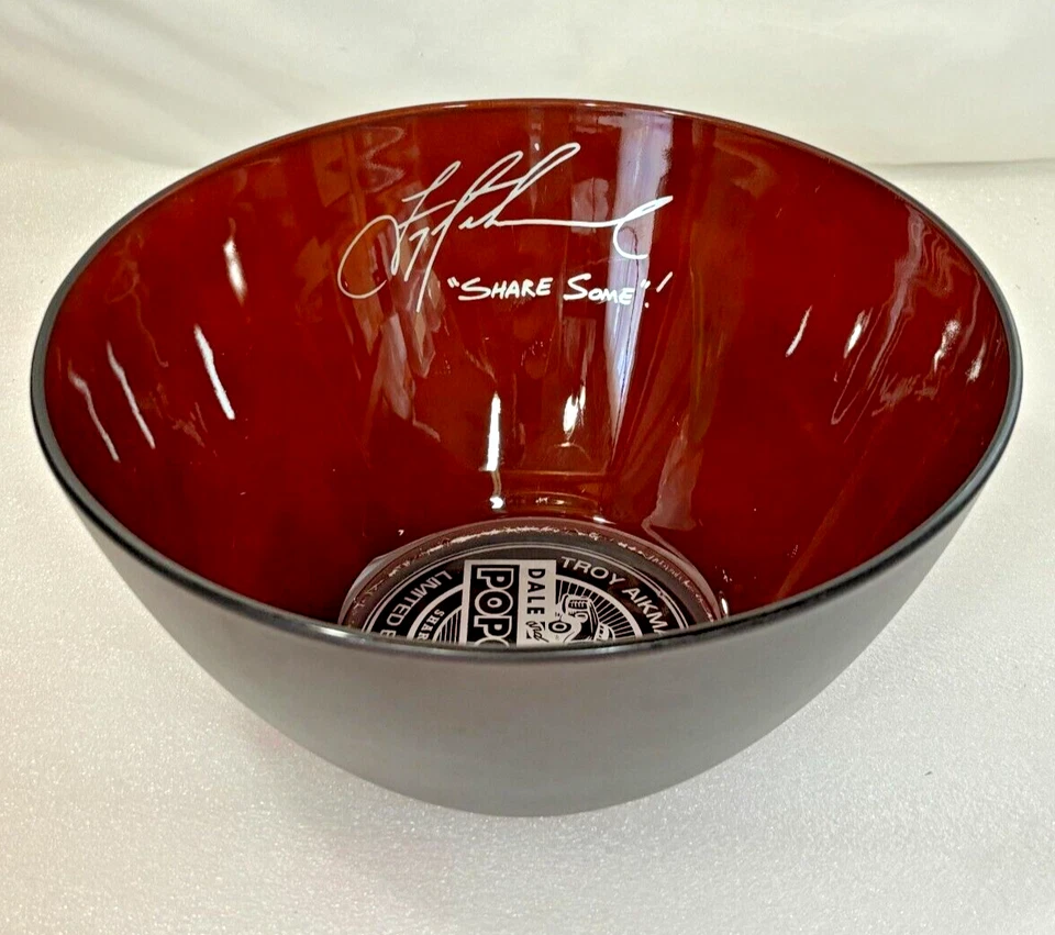 Troy Aikman Joe Buck Firmado 9" Vidrio Palomitas Cuenco Edición Limitada Dale & Thomas 2008 Foto 2 de 4