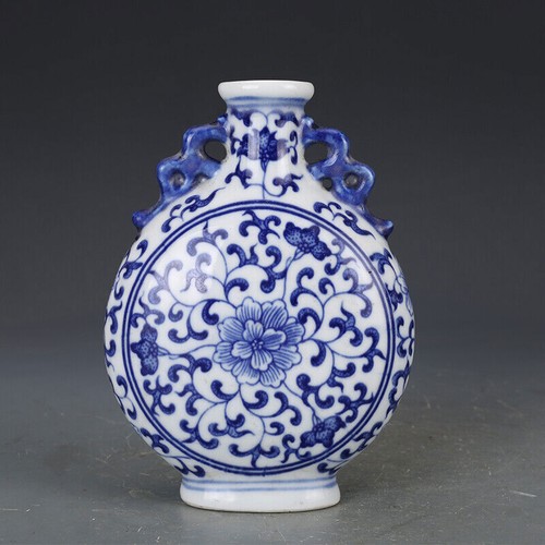 6.5" Collection Chinese Qing Blue-and-white Porcelain Spray Lotus Flower Vase - Picture 1 of 20