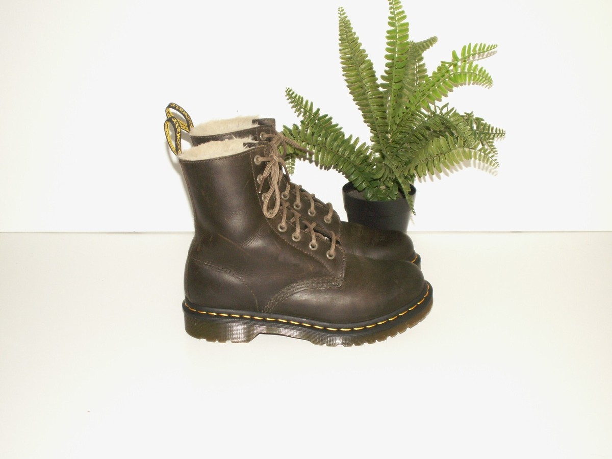 Martens 1460 SERENA fur lined tan leather boots uk eu 39 us