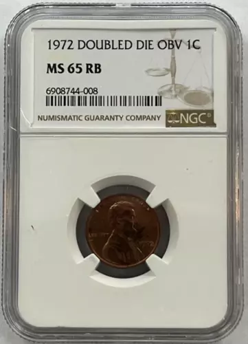 1972 1C Lincoln Memorial Cent Doubled Die Obverse DDO NGC MS65 RB Red Brown