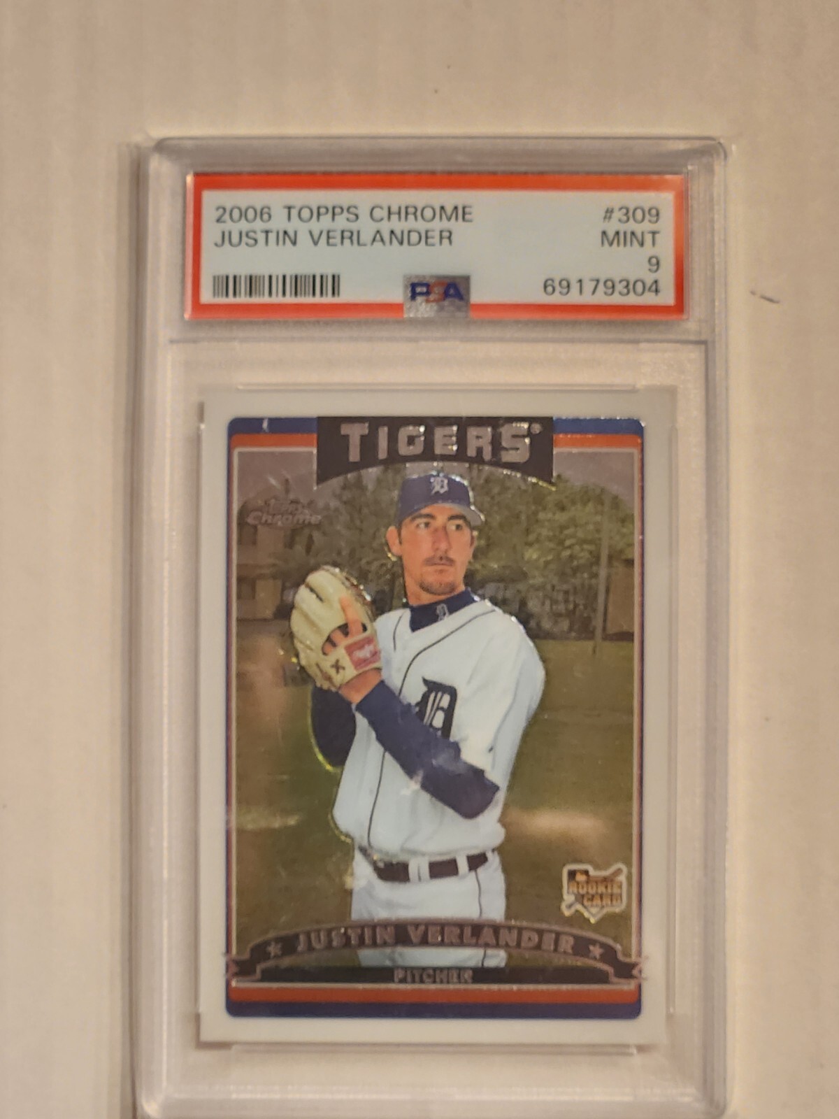 Justin Verlander 2006 Topps Chrome Rookie Card RC #309 Tigers PSA 9 MINT