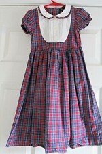 Chaps Girls 6 dress VTG plaid round collar short sleeve 100% Cotton Classic
