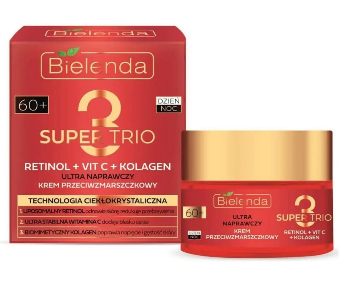 Bielenda Super Trio Retinol Vit C Collagen Repairing Anti-Wrinkle 60+ Cream 50ml - Image 5