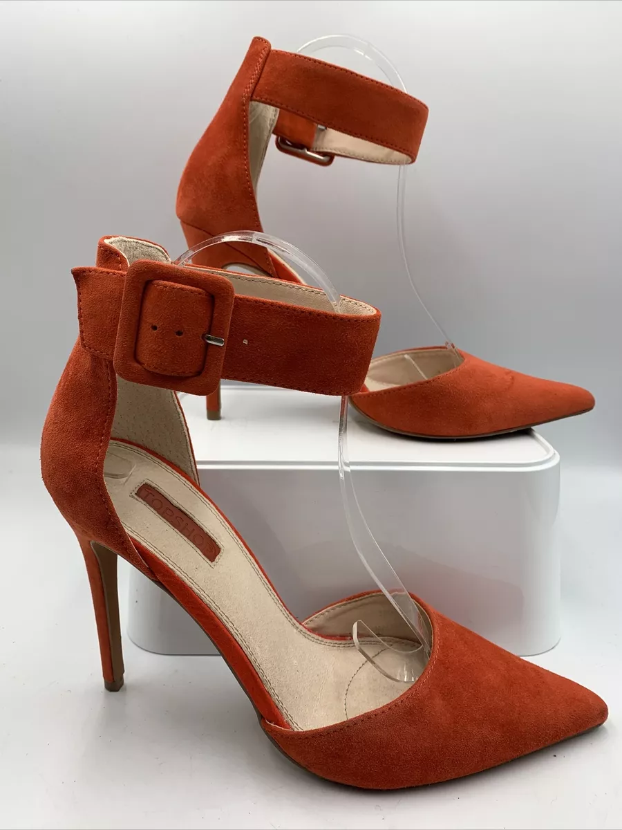 Orange pointed heels sale