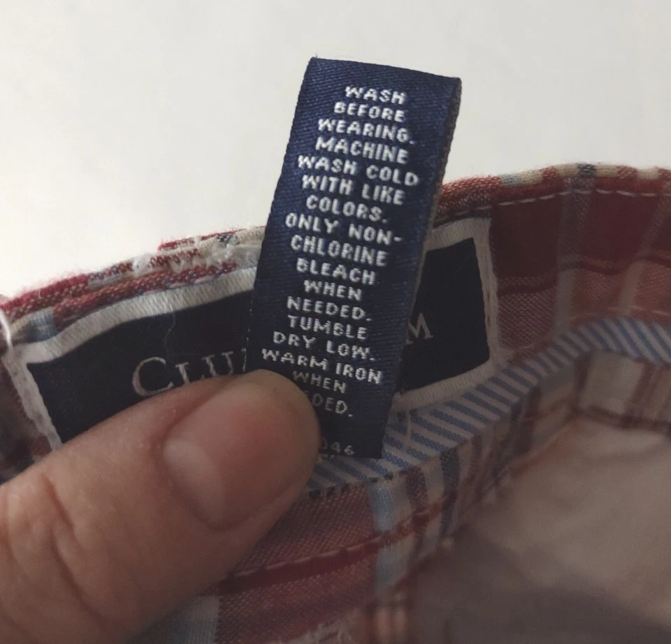 Pantalones Cortos Club Room Para Hombre Talla Real Cerca de 36 Patchwork Cuadros Rojo Madras  Foto 4 de 4