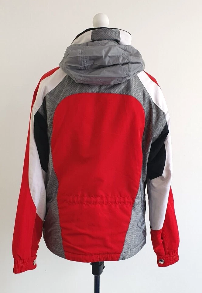 Chaqueta Marker Ski Snowboard Talla UK 8/10 Rojo Blanco Negro Capucha Bolsillos con Cordón Foto 3 de 4