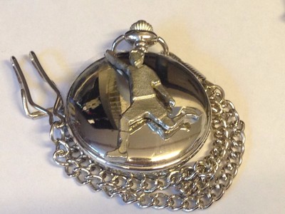 Football Player GT6 Pewter on a Silver Pocket Watch Quartz fob