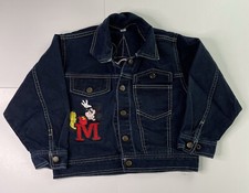 Vintage Walt Disney Mickey Mouse Navy Denim Jacket Size 7 Kids Baby Youth 90s