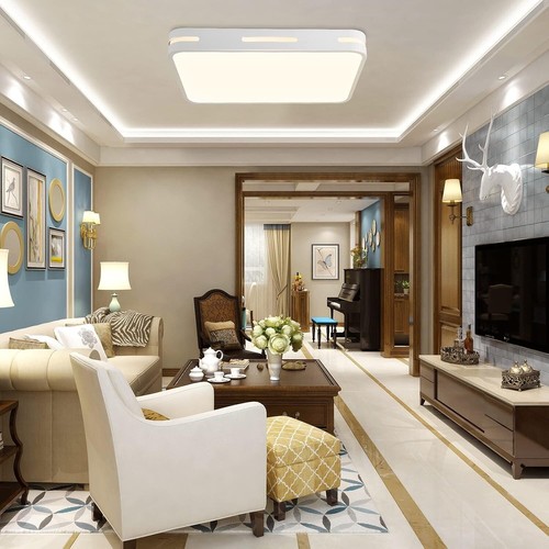 Modern Chandelier Dimmable LED Flush Mount Ceiling Light Fixture Remote Control - Picture 6 of 9