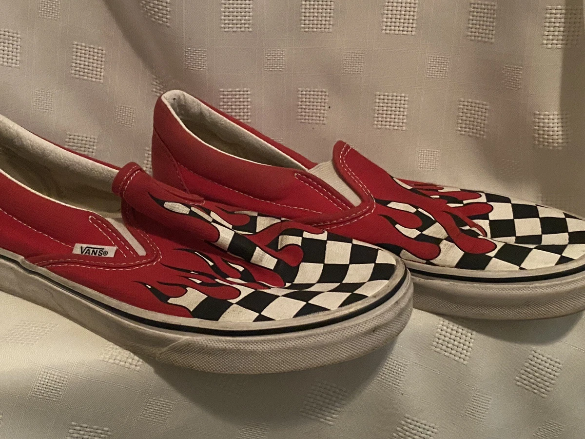 Women's flame slip on cheap vans