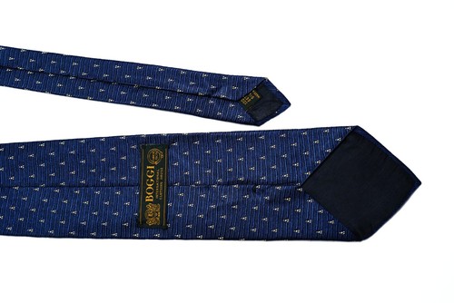 Classy BOGGI Dark blue Micropattern Neck Tie Made in Italy - Picture 7 of 10