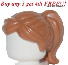    NEW Lego Minifig Hair Female Girl Medium Nougat w/ Ponytail  Bangs