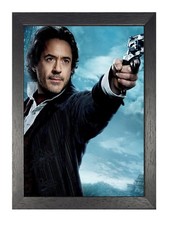 Sherlock Holmes Robert Action Film Poster  Robert Downey Jr. Hansome Man Gun 