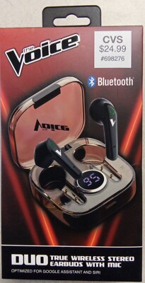 The Voice Duo True Wireless Stereo Earbuds with Mic - Black