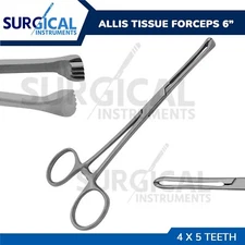 Allis Tissue Forceps 6" 4 x 5 Teeth Surgical Stainless Steel German Grade