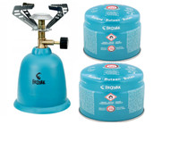 Camping Gaskocher Set + 2 Gaskartuschen Butan Gasbrenner Outdoor Kocher