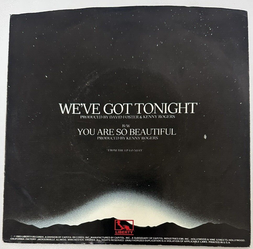 Kenny Rogers WE'VE GOT TONIGHT (45 COUNTRY P/S) #1492 PLAYS VG+ - Picture 2 of 6
