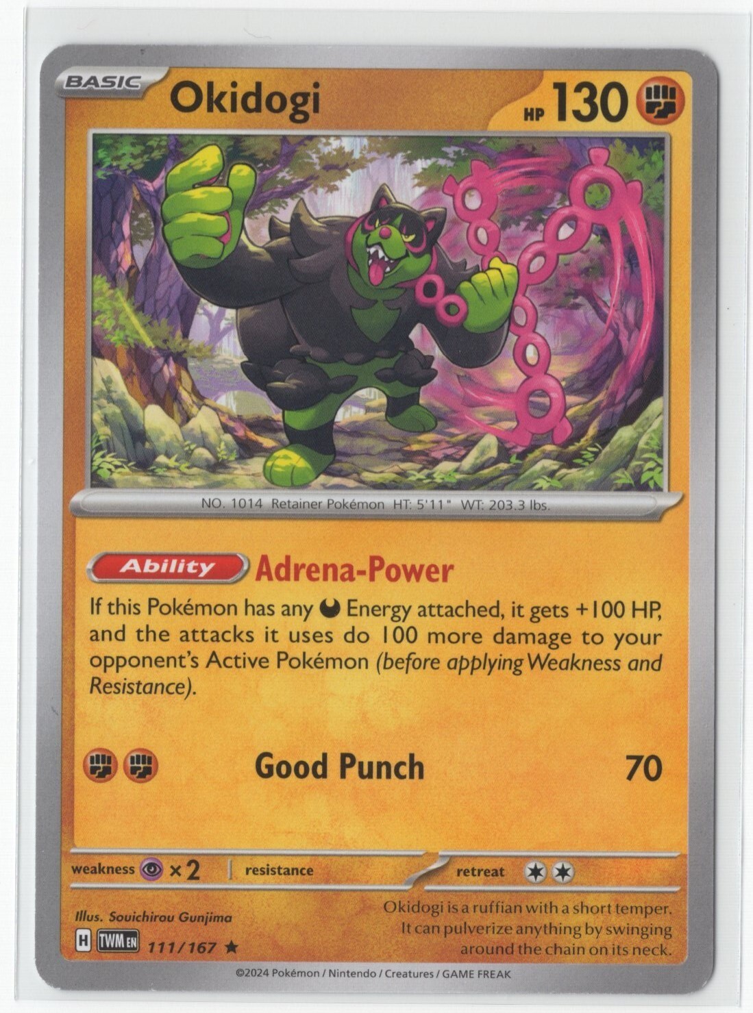 Pokemon Twilight Masquerade NON Holo Rare Okidogi - 111/167 - DECK EXCLUSIVE