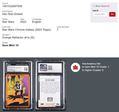 21 of 25 Han Solo Draws! Orange Refractor - 2023 Star Wars Galaxy
