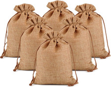 100PCS Burlap Gift Bags with Drawstring, Jute Bags Jewelry Pouches 4"X6"