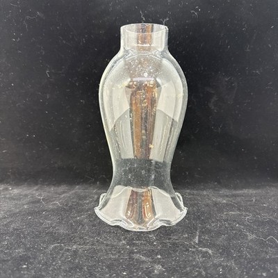 6  Tall X 3.5  Wide Clear Glass Wavy Top Miniature Lamp Chimney 1 5/8  Fitter