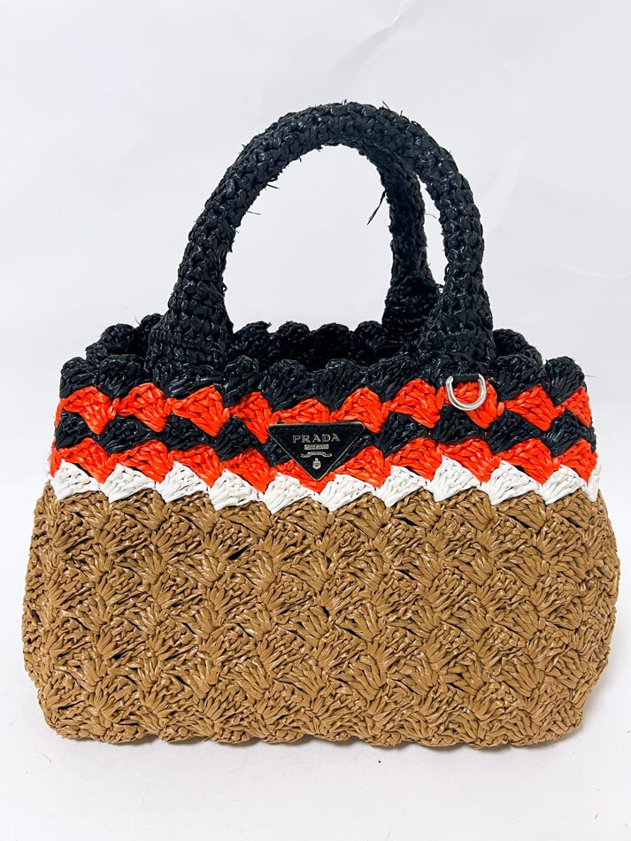 PRADA Canapa Tote Bag Shoulder Bag RAFIA CROCHET CARAMEL PAPA 1BG889 Used from j thumbnail 8