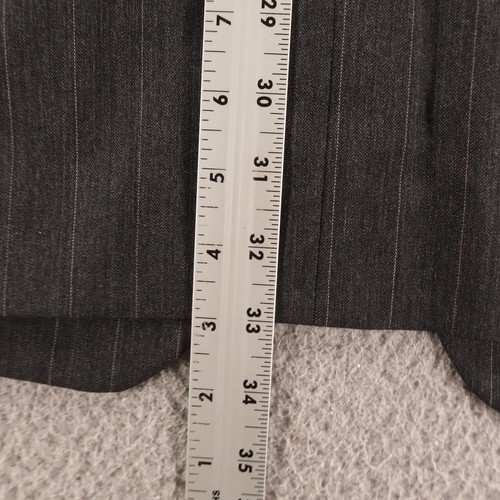 VTG Pinstripe Jacket L LT 44L Gray Herringbone Self Stripe 100% Wool Blazer - Picture 15 of 20