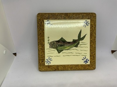 Vintage Tile Fish Bubbles Portugal Hand Painted SANT  ANNA 