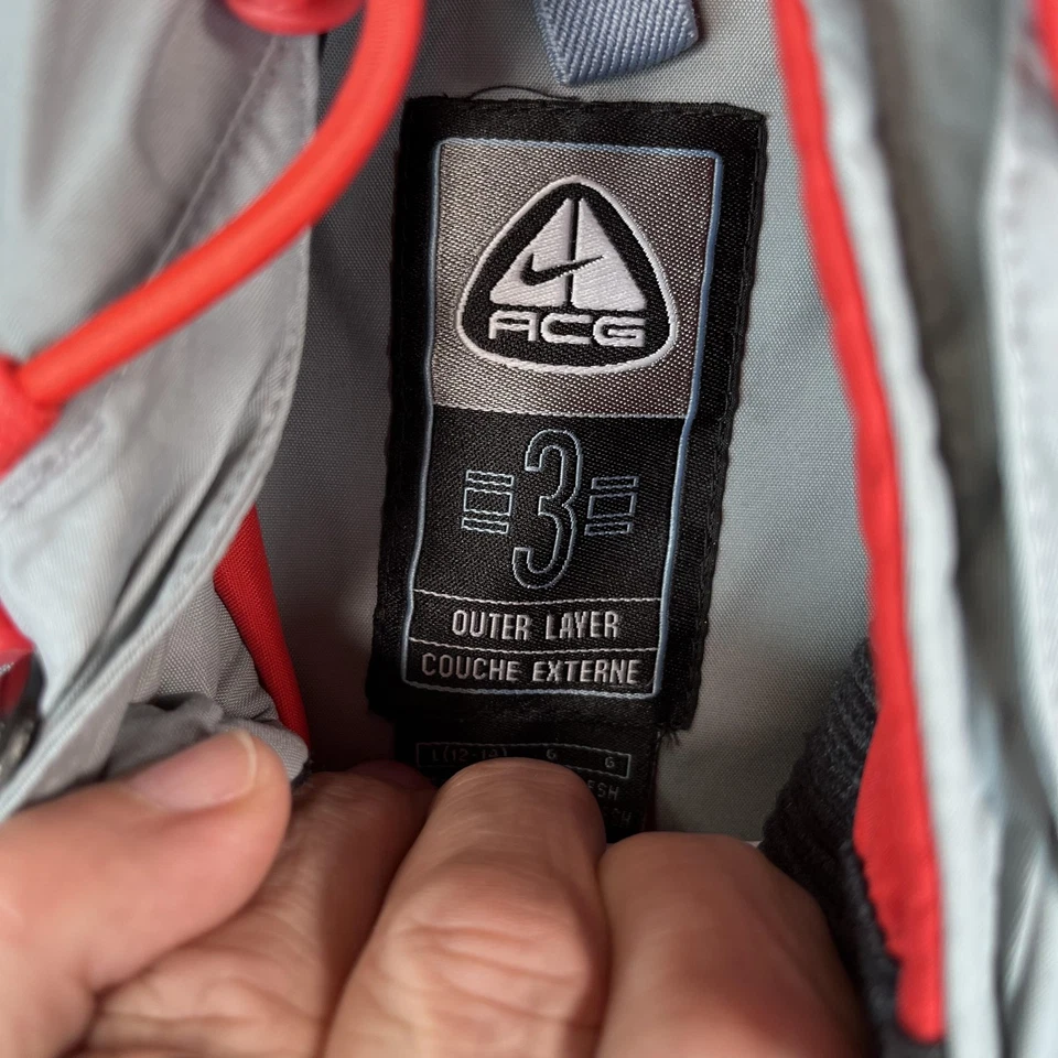 Nike ACG Jacket Mens Large Gray Red 3 Outer Layer Hooded Parka Vintage 90s Style - Image 4 of 4