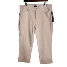 NYDJ Dayla Wide Cuff Capri Jeans Denim Rosewater Blush Womens 16 New NWT