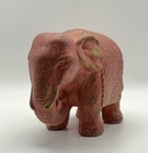 Ceramic Porcelain Elephant Ornament Red Rustic Finish Decorative Folk Art Figure