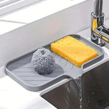 Sink Silicone Tray with Drain Soap Sponge Storage Holder Countertop Sink Scrubbe