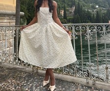 Yellow Ditsy Printed Bandeau Skater Midmaxi Dress (UK Size 10) PrettyLittleThing