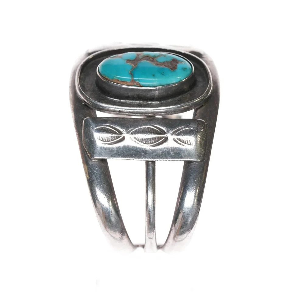 6" 50's-60's Navajo sterling cuff bracelet with turquoise - Image 3 of 4