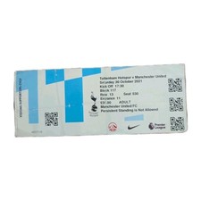 2021 Tottenham Hotspur v Manchester United Used Match Ticket Stub premier league