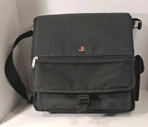Official Sony Playstation PS2 Carrying Case * Black Messenger Travel Bag Vintage